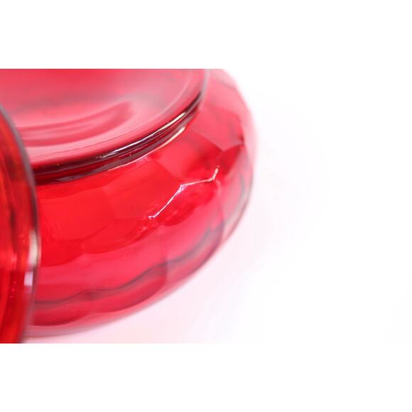 Vintage Viking Glass Georgian Ruby Red Honeycomb Candy Dish And Lid 6" Diameter - Picture 7 of 8